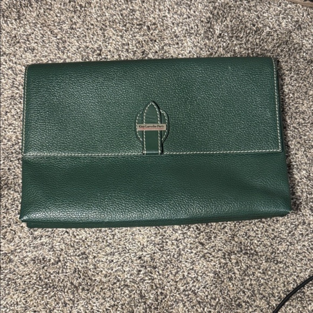 Guy Laroche Dark Green Envelope Clutch